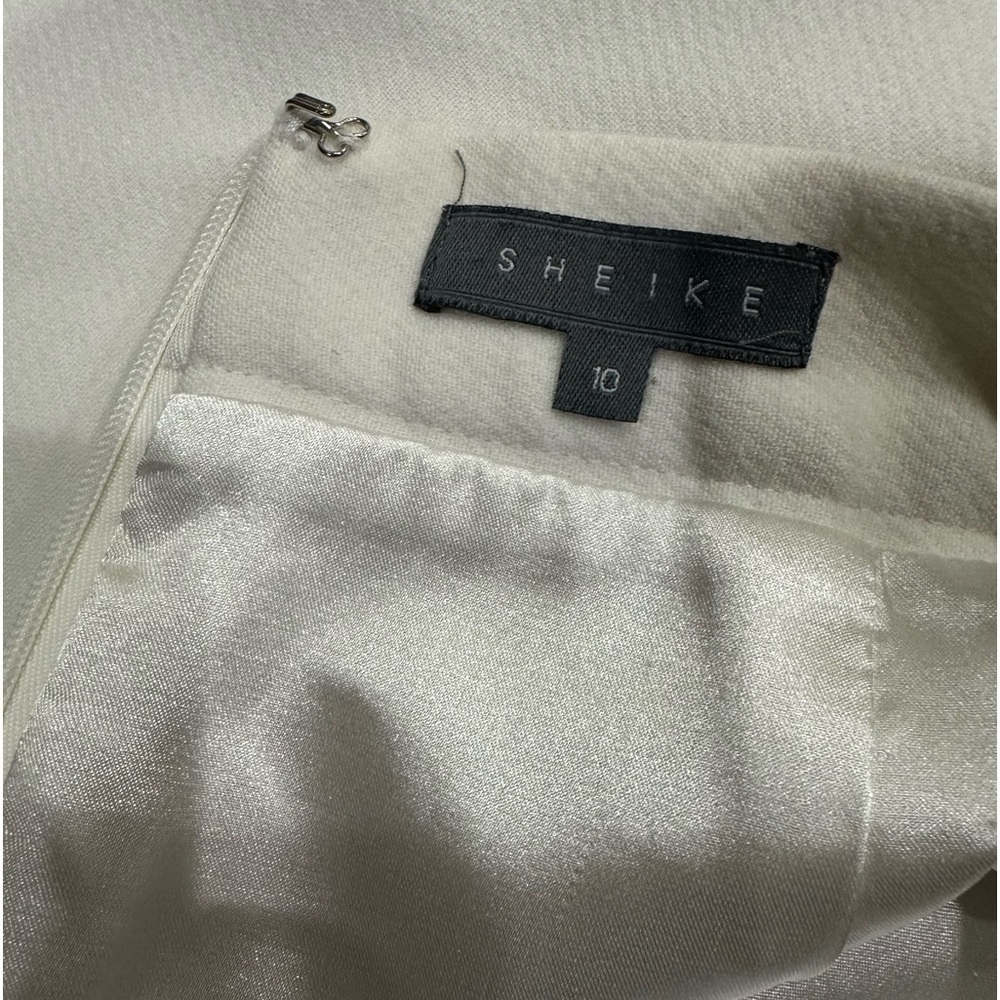 Sheike White Mini Skirt With Black Embroidery Trim, Euc! — image 3 of 3